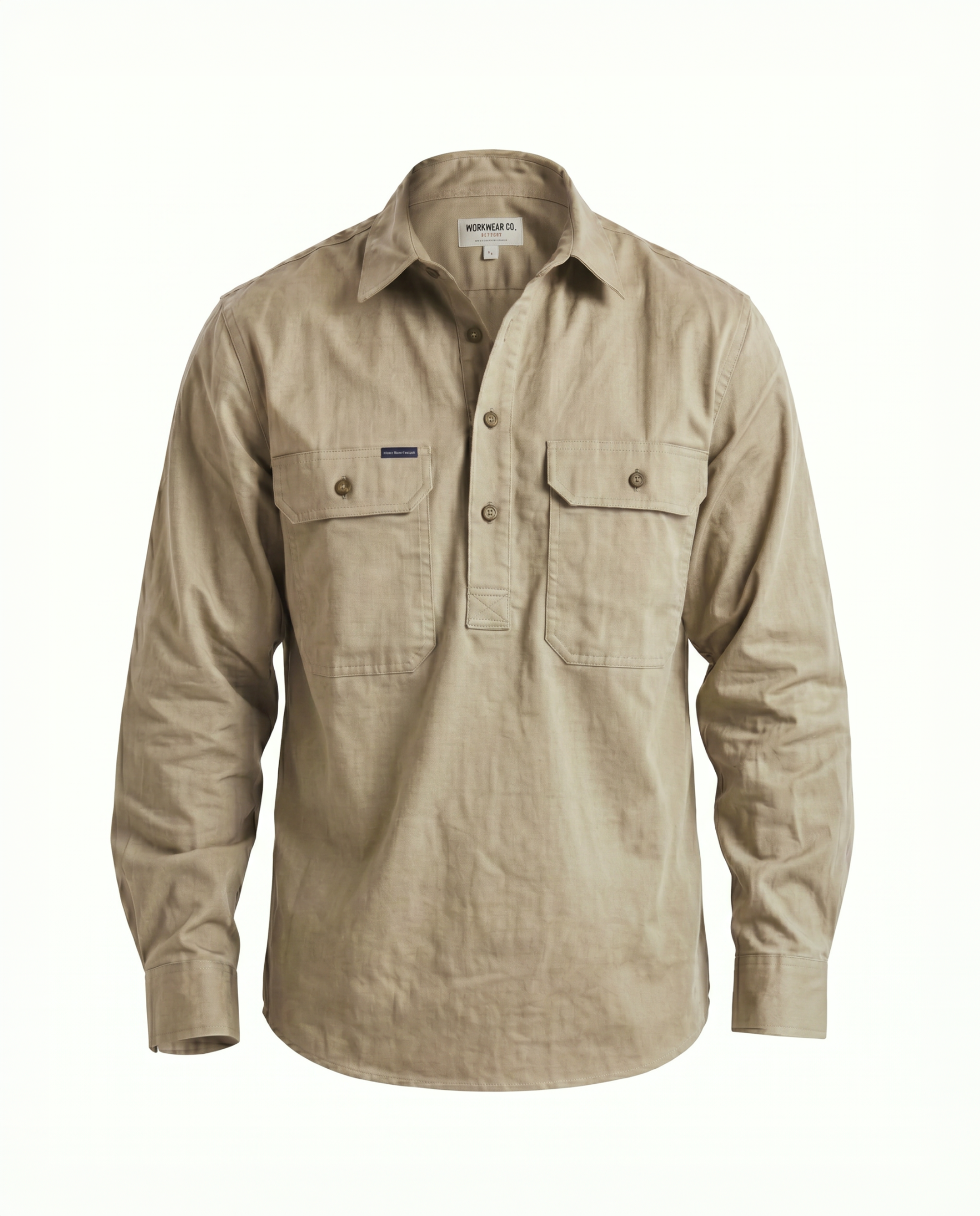 WS01: 100% Australian Cotton LS 1/2 Placket Workshirt