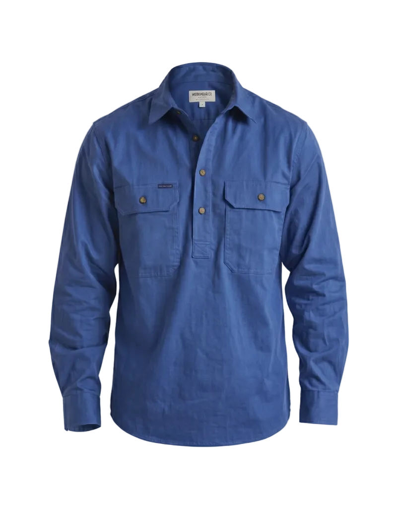 WS01: 100% Australian Cotton LS 1/2 Placket Workshirt