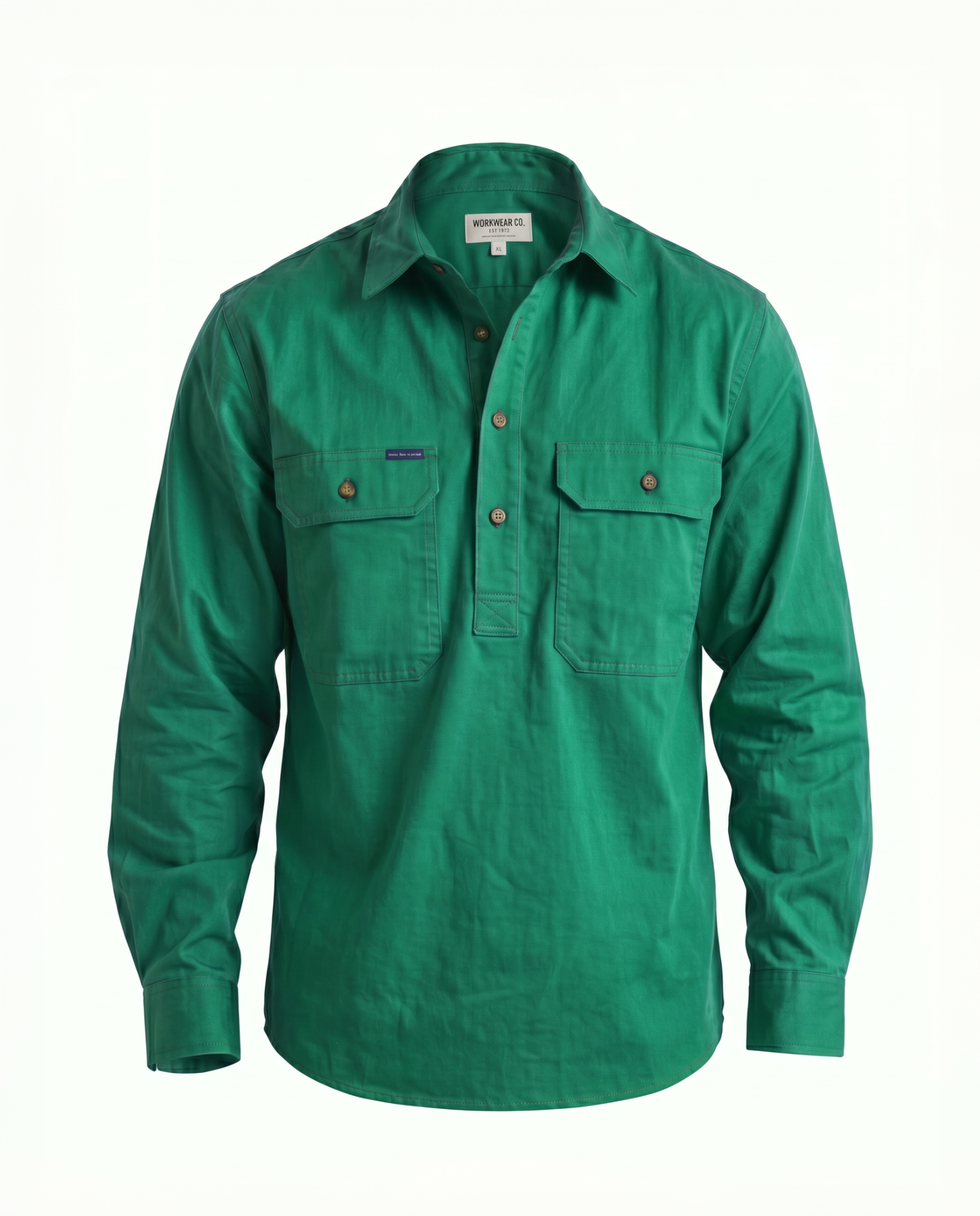 WS01: 100% Australian Cotton LS 1/2 Placket Workshirt