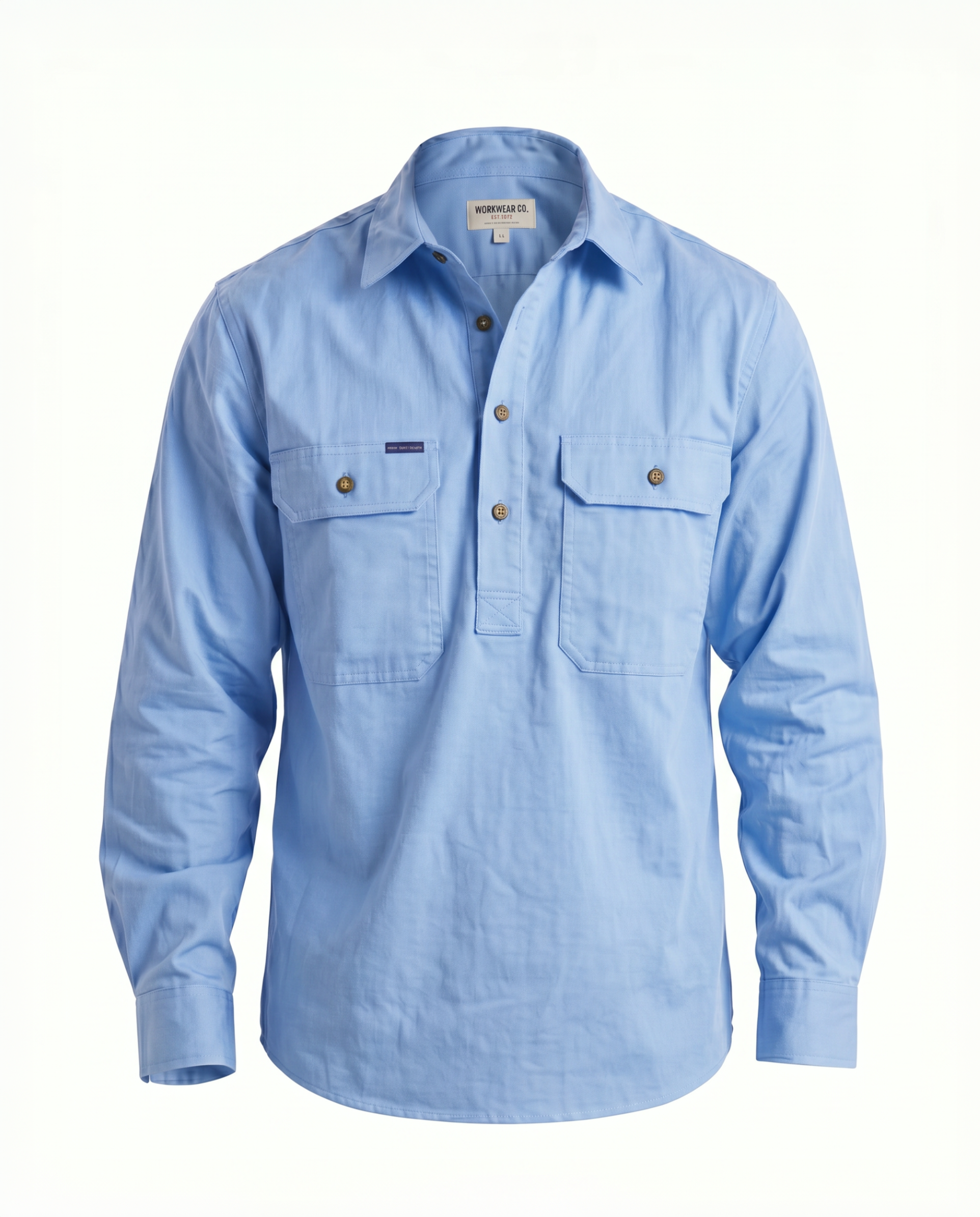 WS01: 100% Australian Cotton LS 1/2 Placket Workshirt