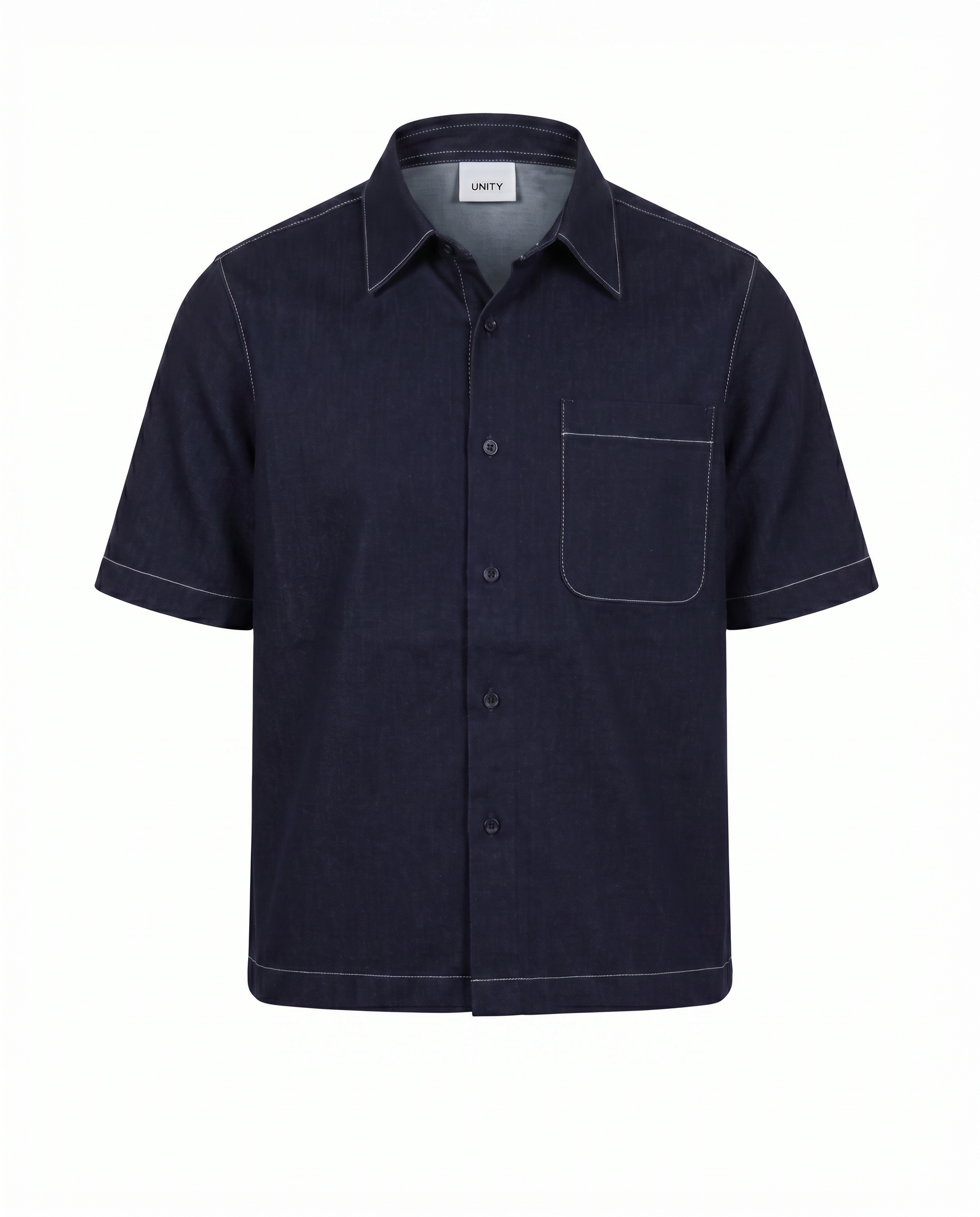 CS04: Cotton / Sorbtek / Rayon / Lyrcra SS Contrast Stitch Denim Shirt