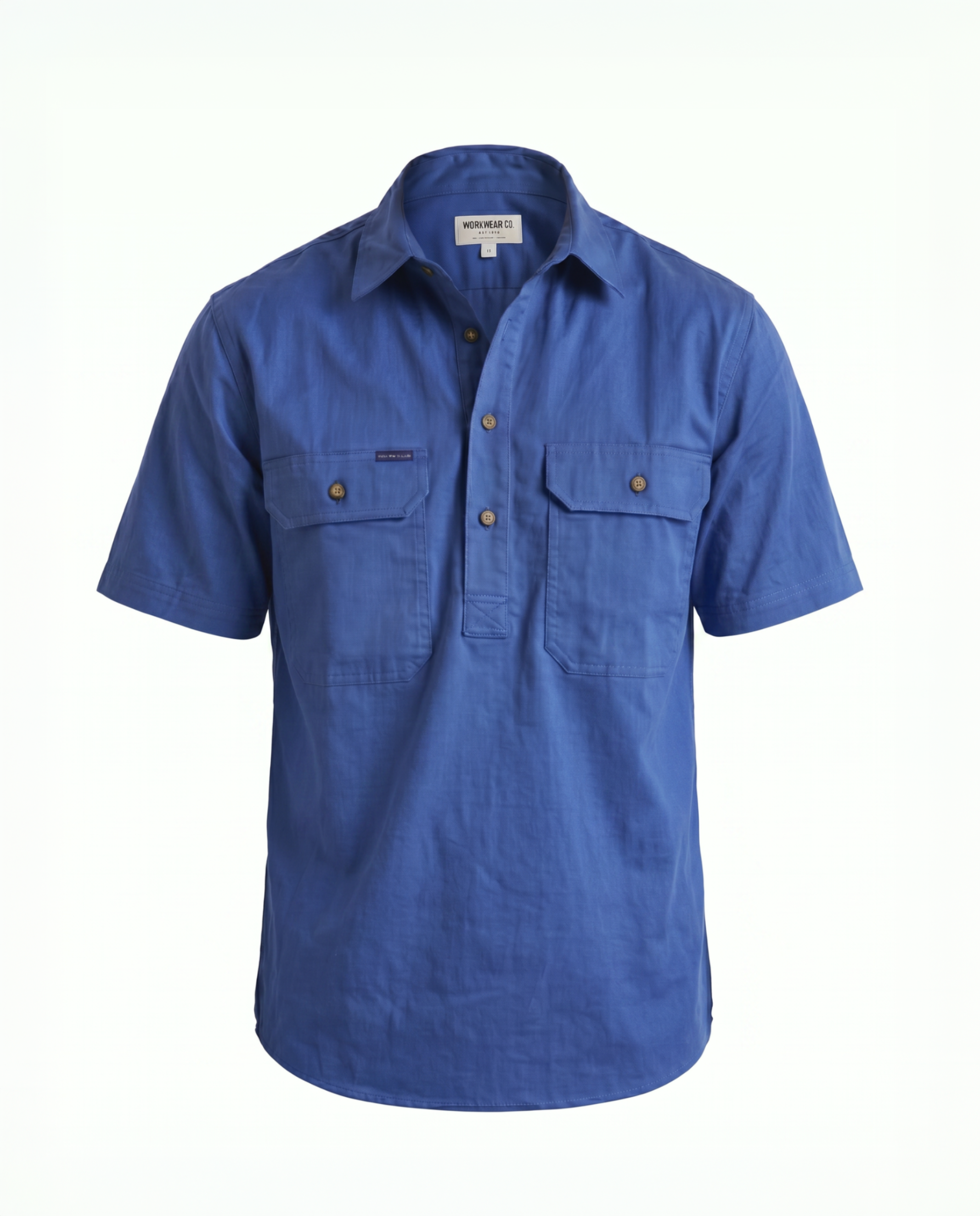 WS02: 100% Australian Cotton SS 1/2 Placket Workshirt